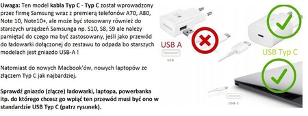 Oryginalny kabel USB Samsung USB Typ C Typ C czarny
